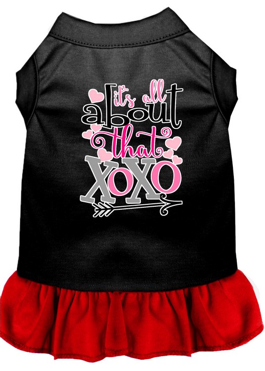 All about the XOXO Screen Print Dog Dress Black with Red Med